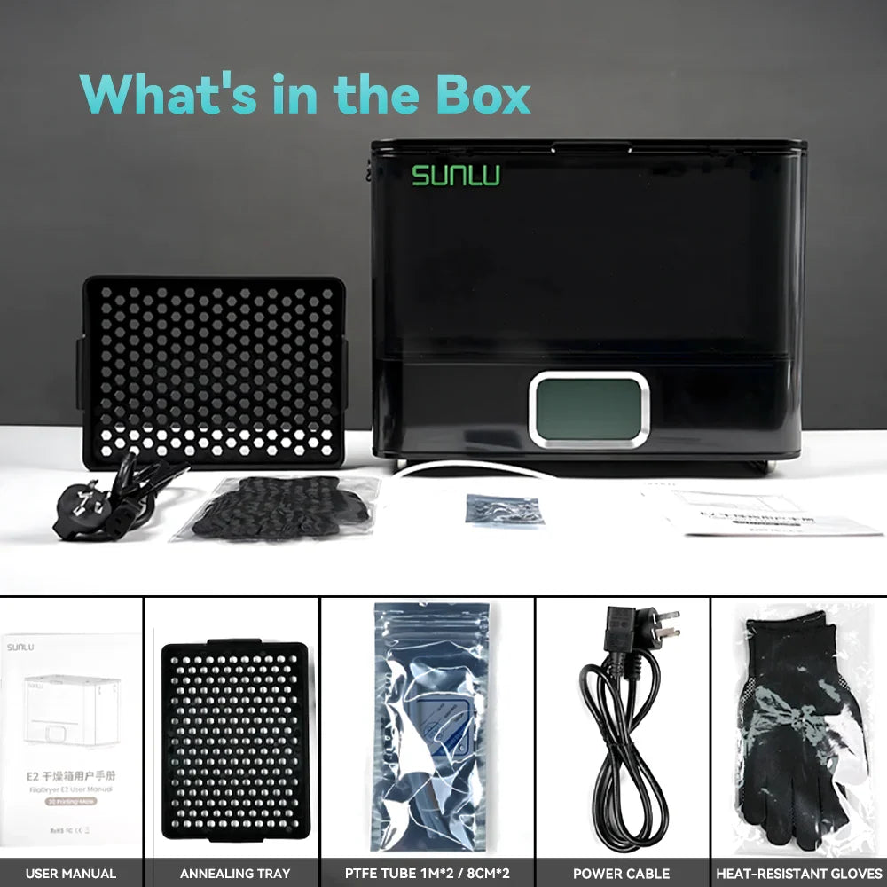 SUNLU FilaDryer E2, Up to 110℃, Professional Drying and Annealing, Born for Engineering 3D Printing Filaments